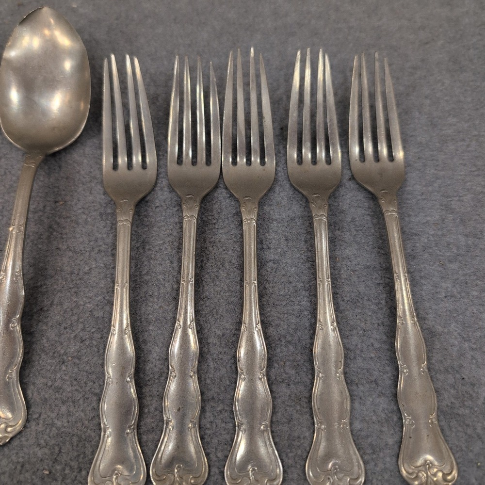 Crescent Nickel Silver Flatware Set 14pc Ornate Scroll Forks Spoons Knives - Picture 5 of 10